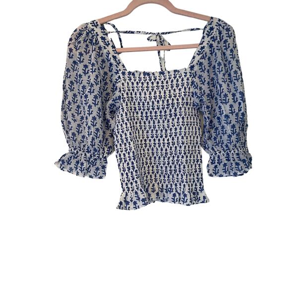 Oliphant Smocked Top, NWT, Flora Blue - Picture 3 of 5